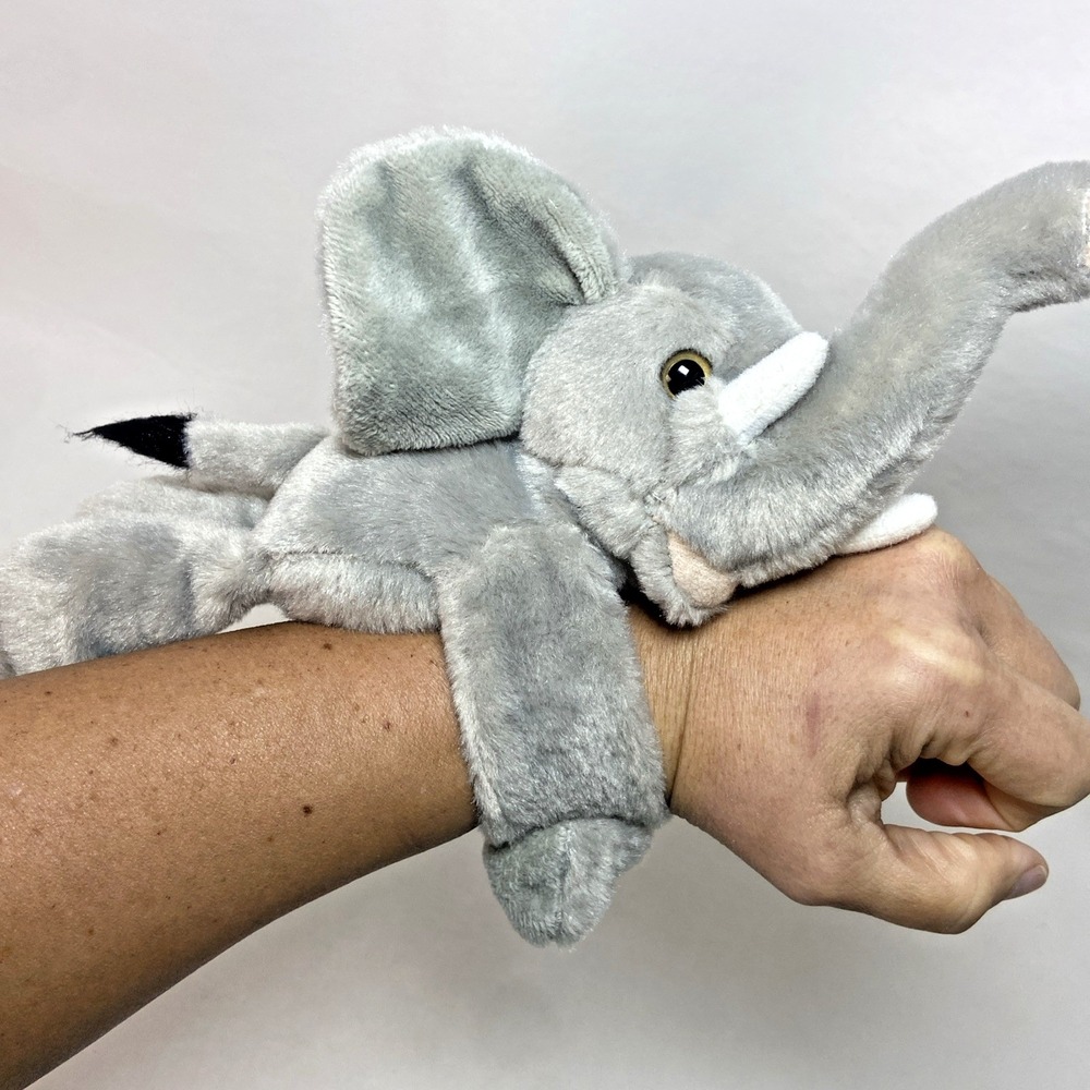 Wild Republic Gray Elephant 10" Hugger Plush Snap Bracelet Stuffed Animal Toy